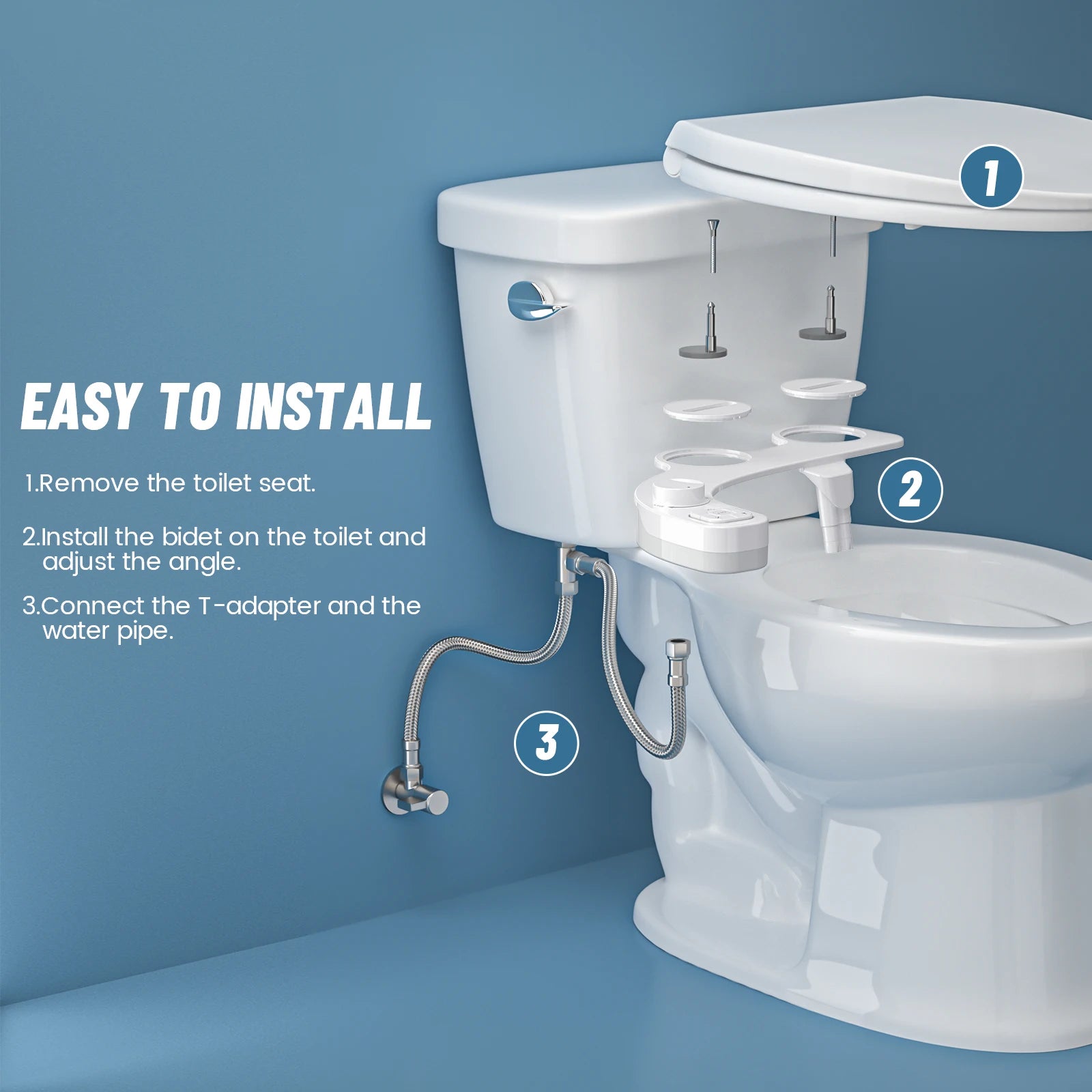 Cleovra Self-Cleaning Bidet Attachment – Non-Electric, Ultra-Thin Design with Dual Nozzles & Side Arm Control