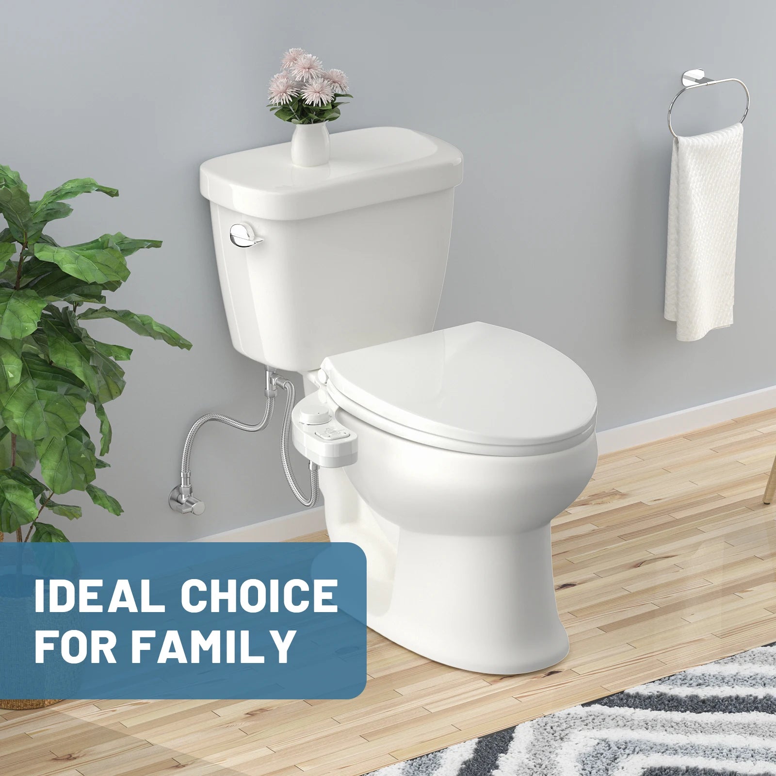 Cleovra Self-Cleaning Bidet Attachment – Non-Electric, Ultra-Thin Design with Dual Nozzles & Side Arm Control